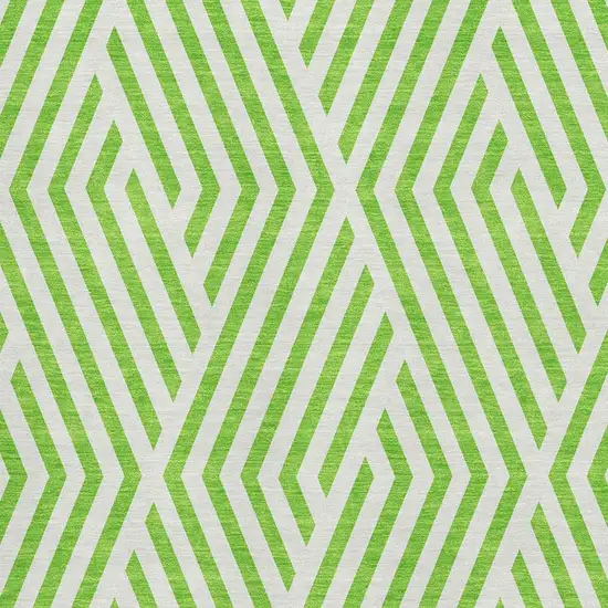 Lime Green And Ivory Geometric Washable Area Rug With UV Protection Photo 3