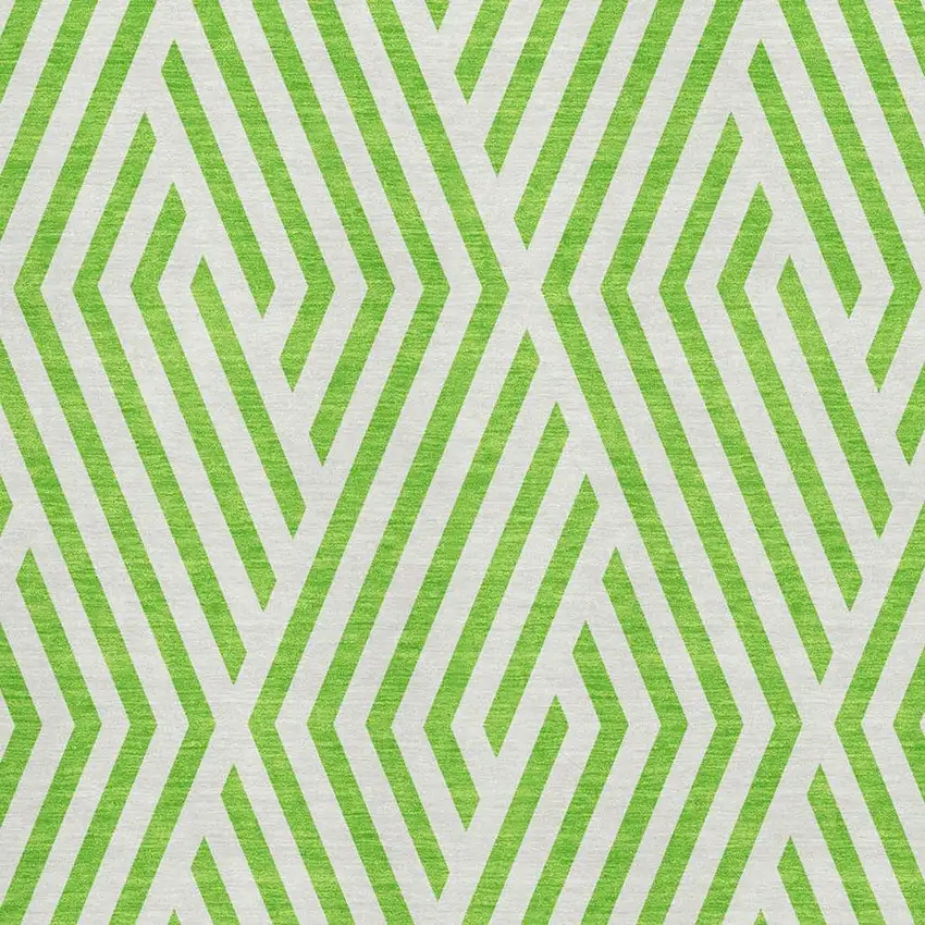 Lime Green And Ivory Geometric Washable Area Rug With UV Protection Photo 3