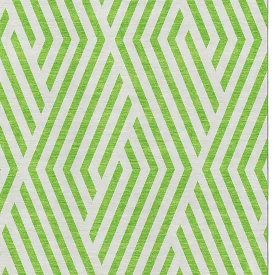 Lime Green And Ivory Geometric Washable Area Rug With UV Protection Photo 3