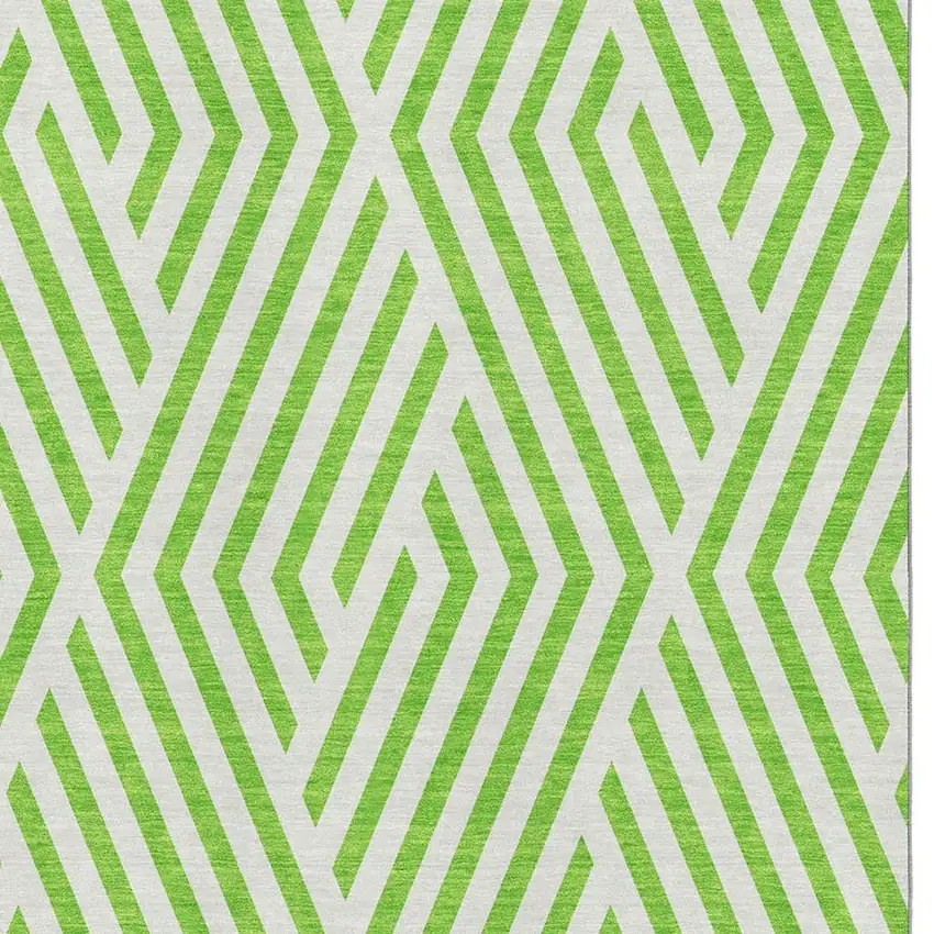 Lime Green And Ivory Geometric Washable Area Rug With UV Protection Photo 3