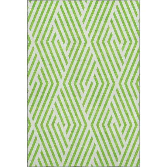 Lime Green And Ivory Geometric Washable Area Rug With UV Protection Photo 1