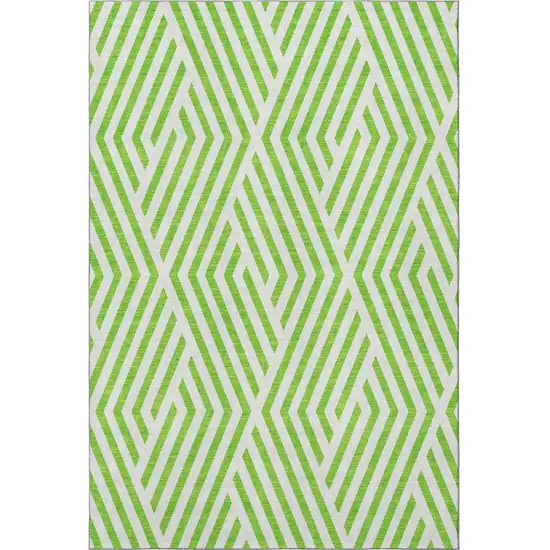 Lime Green And Ivory Geometric Washable Area Rug With UV Protection Photo 3