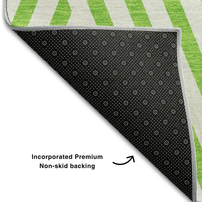 Lime Green And Ivory Geometric Washable Area Rug With UV Protection Photo 6