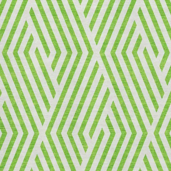 Lime Green And Ivory Geometric Washable Area Rug With UV Protection Photo 3