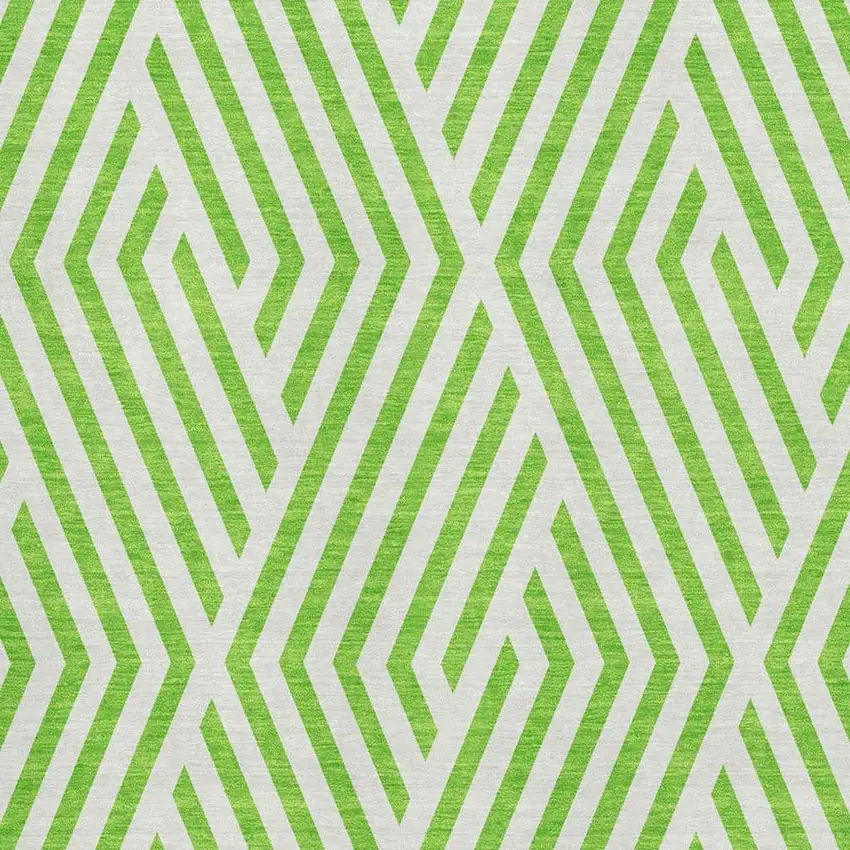Lime Green And Ivory Geometric Washable Area Rug With UV Protection Photo 3