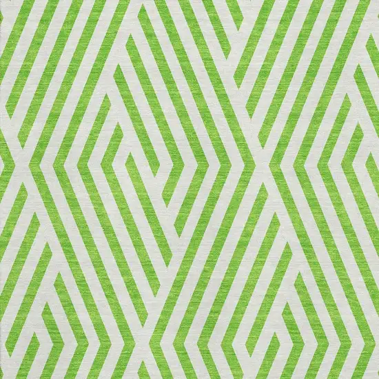 Lime Green And Ivory Geometric Washable Area Rug With UV Protection Photo 3