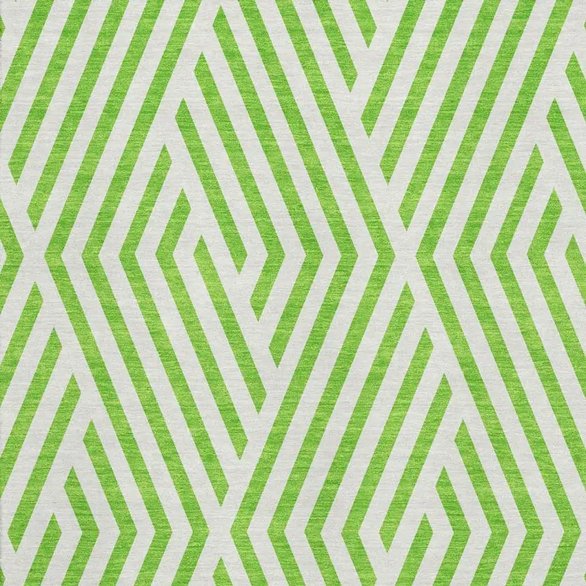 Lime Green And Ivory Geometric Washable Area Rug With UV Protection Photo 3