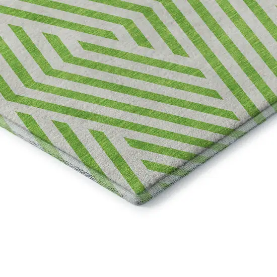 Lime Green And Ivory Geometric Washable Area Rug With UV Protection Photo 8
