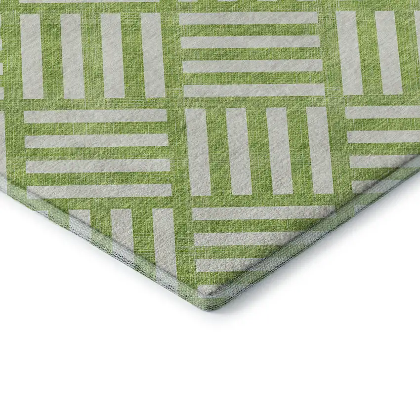 Lime Green And Ivory Geometric Washable Area Rug With UV Protection Photo 6