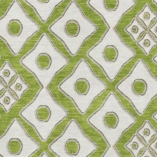 Lime Green And Ivory Geometric Washable Area Rug With UV Protection Photo 4