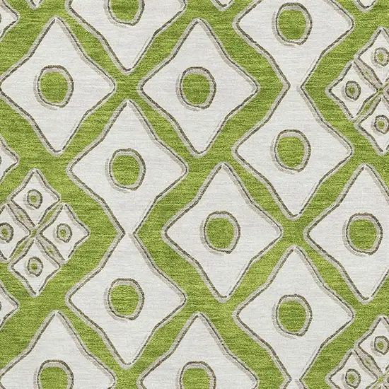 Lime Green And Ivory Geometric Washable Area Rug With UV Protection Photo 4