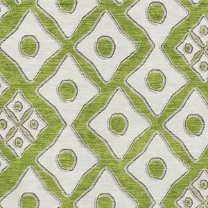 Photo of Lime Green And Ivory Geometric Washable Area Rug With UV Protection