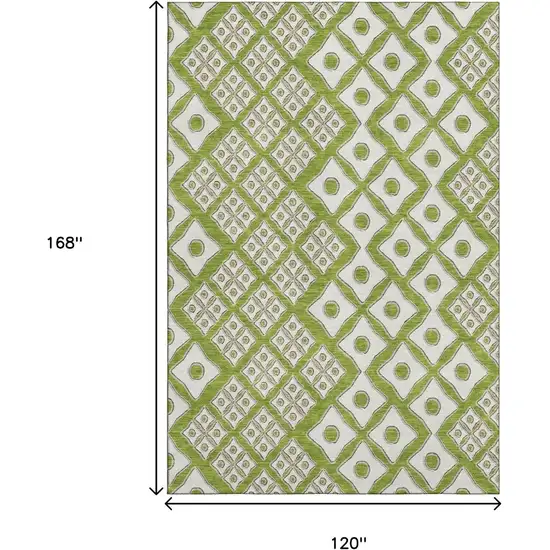 Lime Green And Ivory Geometric Washable Area Rug With UV Protection Photo 3