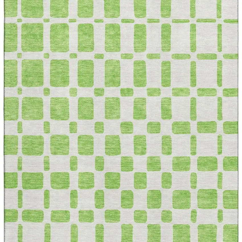 Lime Green And Ivory Geometric Washable Area Rug With UV Protection Photo 3