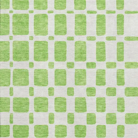 Lime Green And Ivory Geometric Washable Area Rug With UV Protection Photo 3