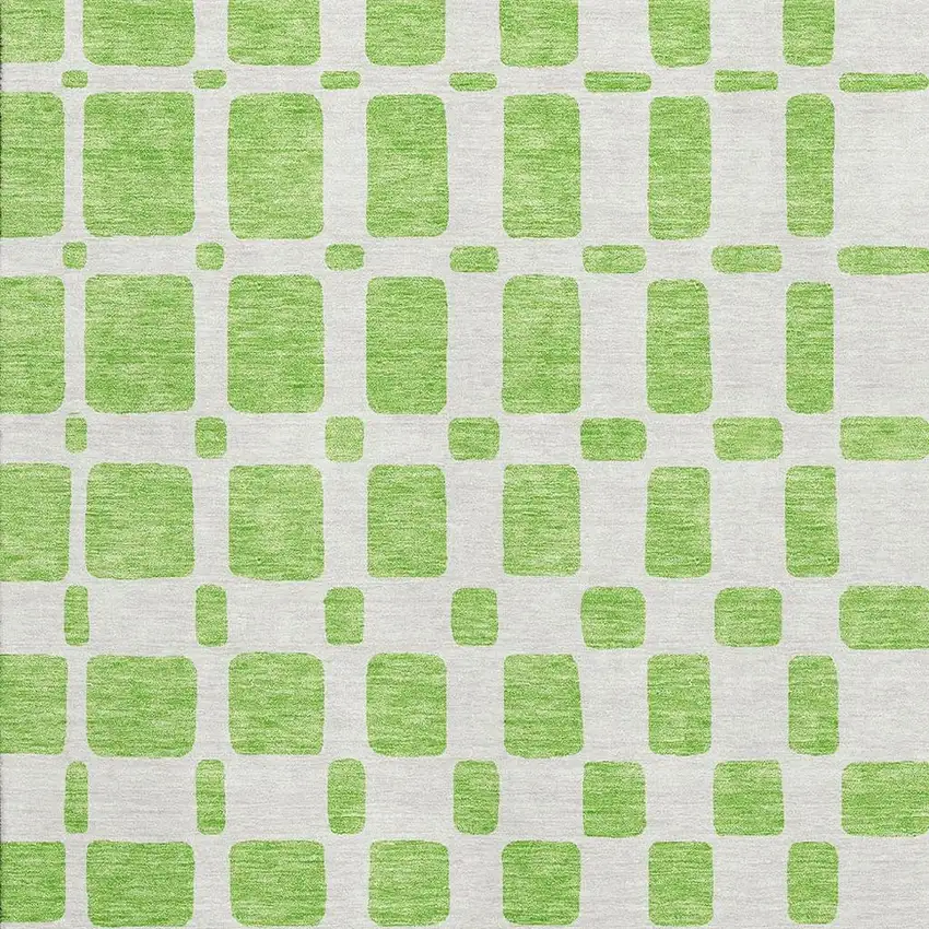 Lime Green And Ivory Geometric Washable Area Rug With UV Protection Photo 3