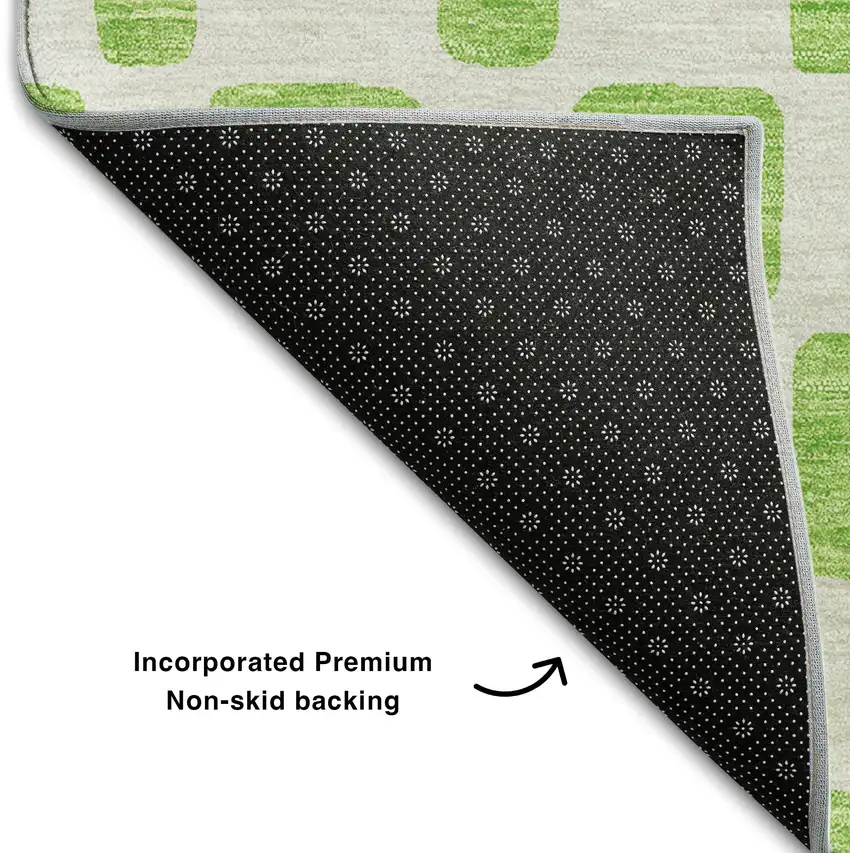 Lime Green And Ivory Geometric Washable Area Rug With UV Protection Photo 7