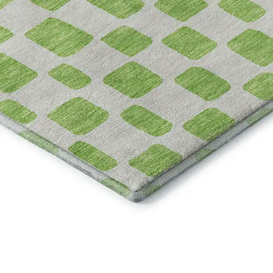 Lime Green And Ivory Geometric Washable Area Rug With UV Protection Photo 8