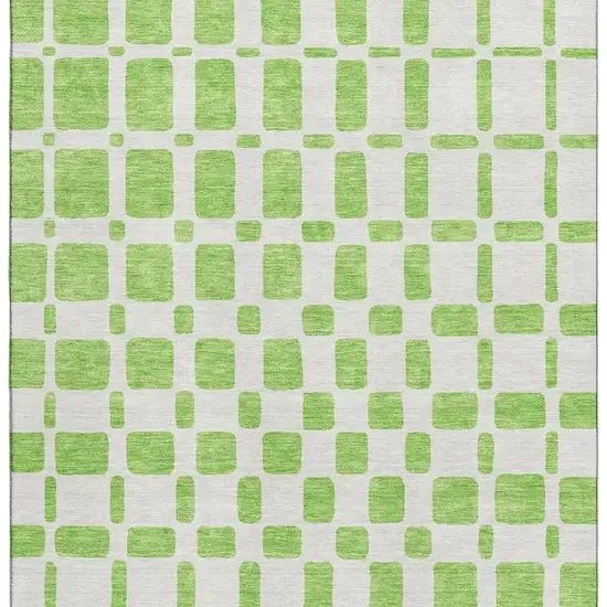 Lime Green And Ivory Geometric Washable Area Rug With UV Protection Photo 4