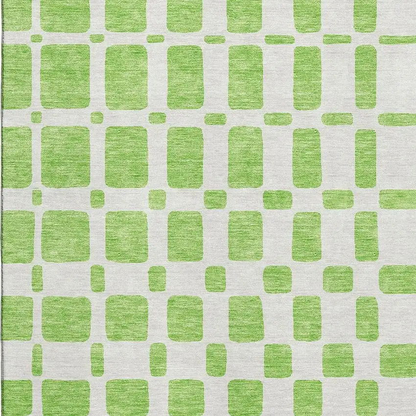 Lime Green And Ivory Geometric Washable Area Rug With UV Protection Photo 3