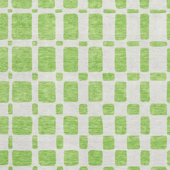 Lime Green And Ivory Geometric Washable Area Rug With UV Protection Photo 3