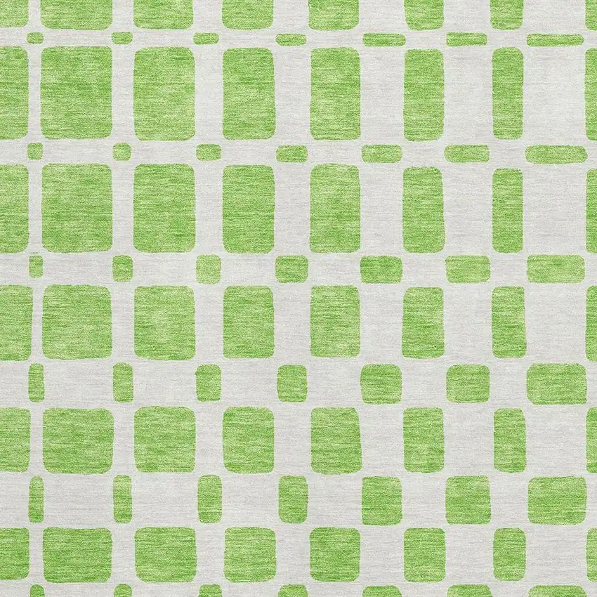Lime Green And Ivory Geometric Washable Area Rug With UV Protection Photo 3