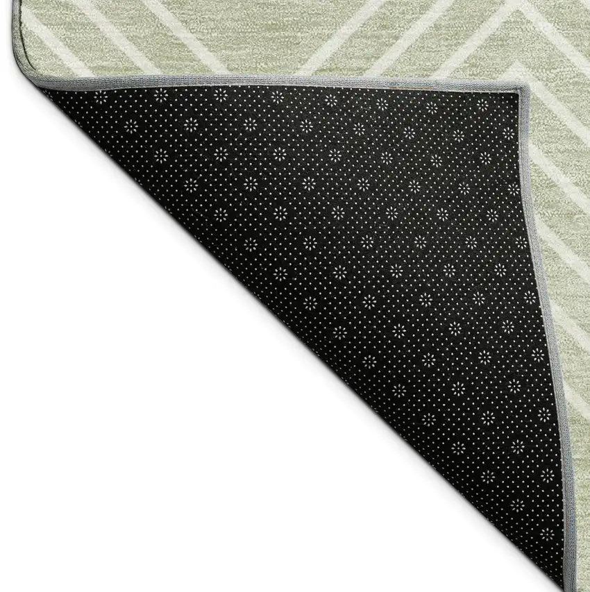 Lime Green And Ivory Geometric Washable Indoor Outdoor Area Rug Photo 9