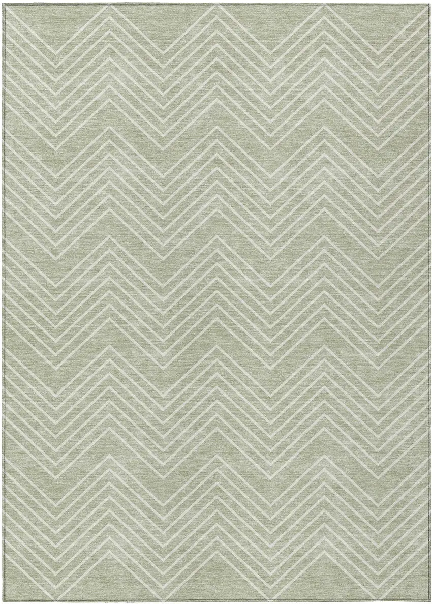 Lime Green And Ivory Geometric Washable Indoor Outdoor Area Rug Photo 1