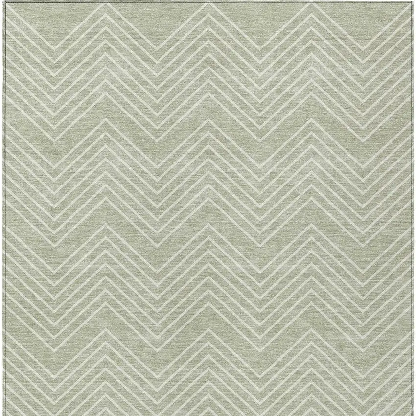 Lime Green And Ivory Geometric Washable Indoor Outdoor Area Rug Photo 3