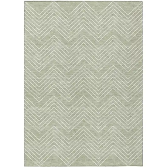 Lime Green And Ivory Geometric Washable Indoor Outdoor Area Rug Photo 1