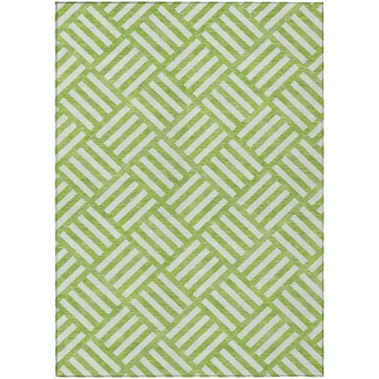 Lime Green And Ivory Geometric Washable Indoor Outdoor Area Rug Photo 2