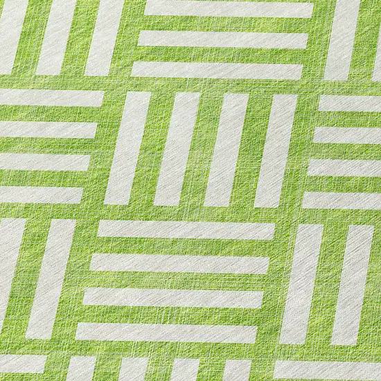 Lime Green And Ivory Geometric Washable Indoor Outdoor Area Rug Photo 5