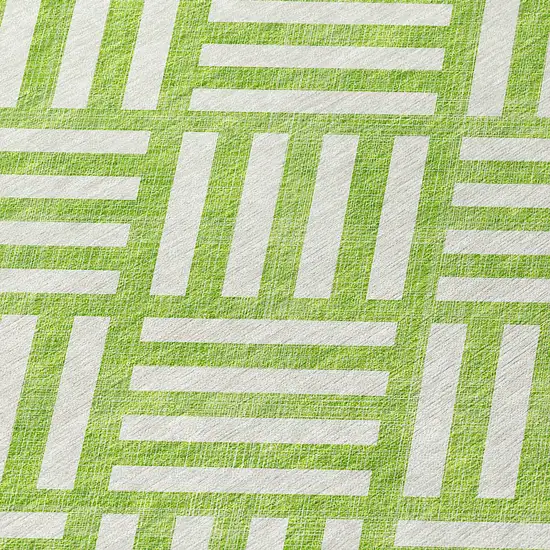 Lime Green And Ivory Geometric Washable Indoor Outdoor Area Rug Photo 5
