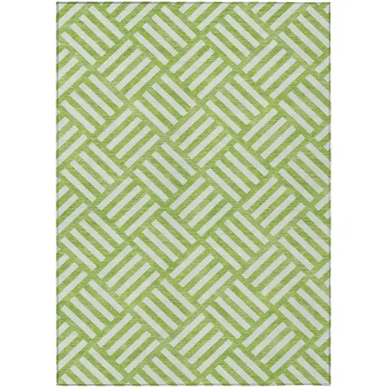 Lime Green And Ivory Geometric Washable Indoor Outdoor Area Rug Photo 2