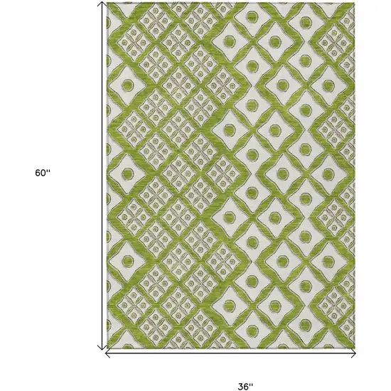 Lime Green And Ivory Geometric Washable Indoor Outdoor Area Rug Photo 3