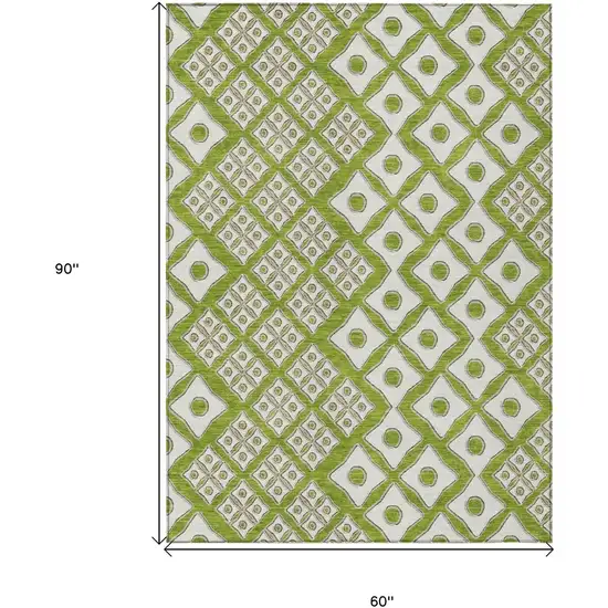 Lime Green And Ivory Geometric Washable Indoor Outdoor Area Rug Photo 3