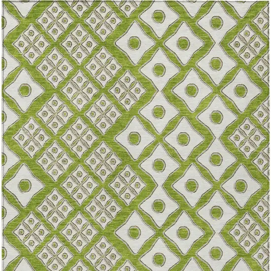 Lime Green And Ivory Geometric Washable Indoor Outdoor Area Rug Photo 8