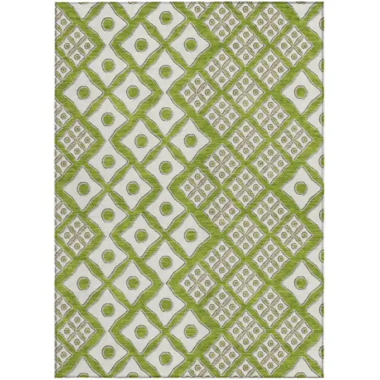 Lime Green And Ivory Geometric Washable Indoor Outdoor Area Rug Photo 8
