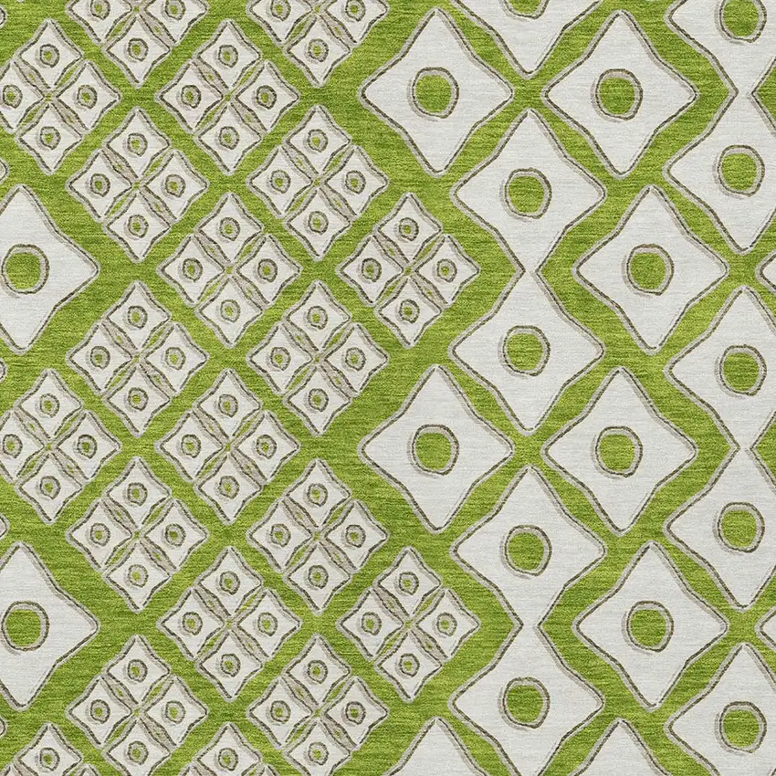 Lime Green And Ivory Geometric Washable Indoor Outdoor Area Rug Photo 6