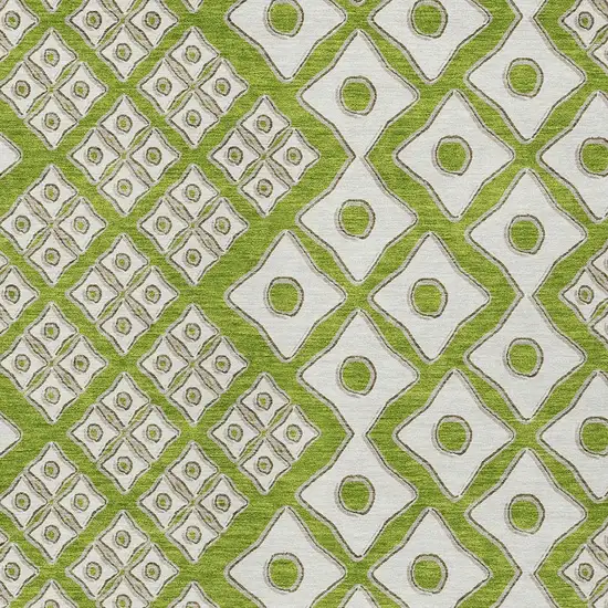 Lime Green And Ivory Geometric Washable Indoor Outdoor Area Rug Photo 6