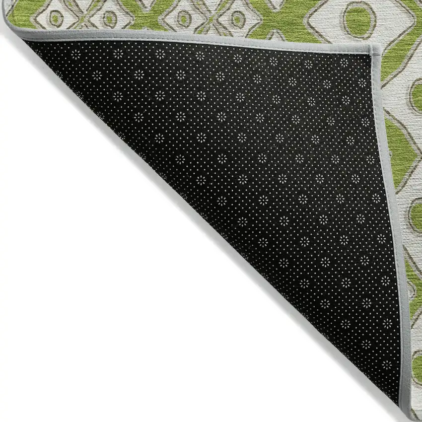 Lime Green And Ivory Geometric Washable Indoor Outdoor Area Rug Photo 4