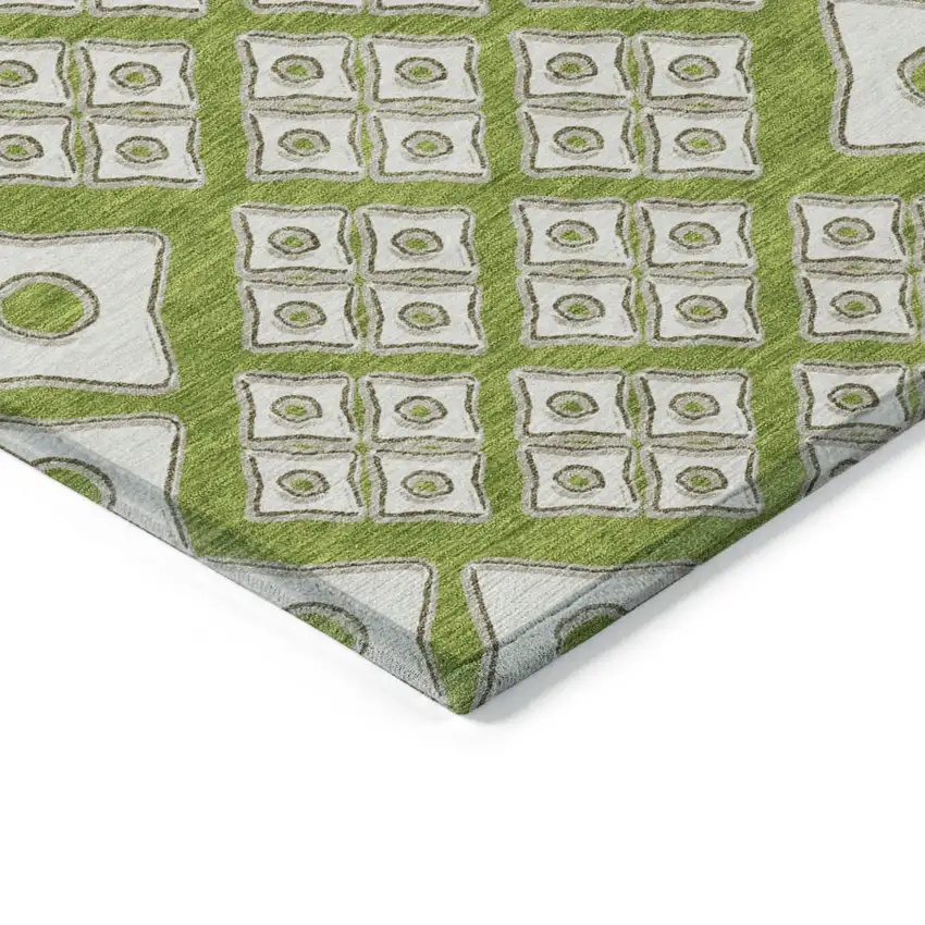 Lime Green And Ivory Geometric Washable Indoor Outdoor Area Rug Photo 5