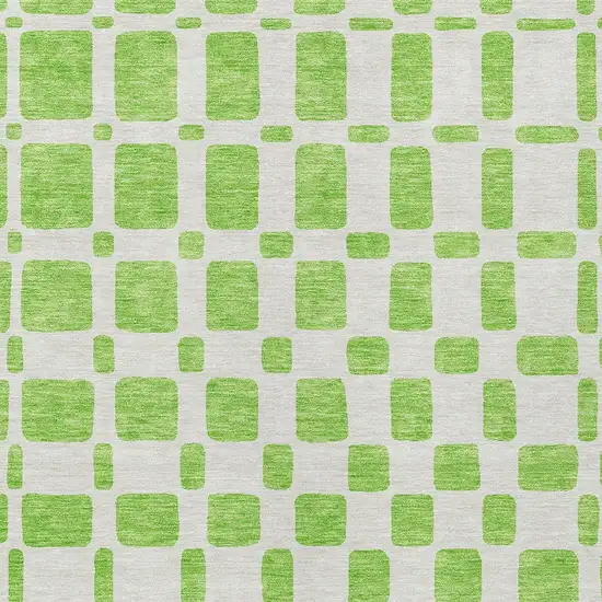 Lime Green And Ivory Geometric Washable Indoor Outdoor Area Rug Photo 6