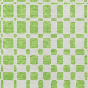 Photo of Lime Green And Ivory Geometric Washable Indoor Outdoor Area Rug