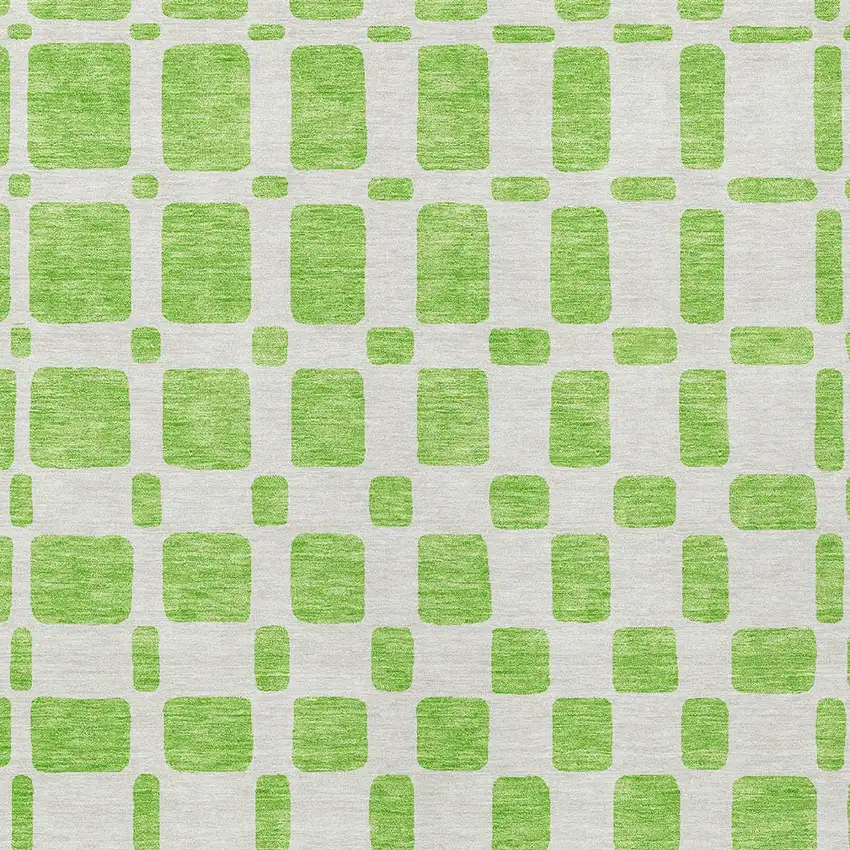 Lime Green And Ivory Geometric Washable Indoor Outdoor Area Rug Photo 6
