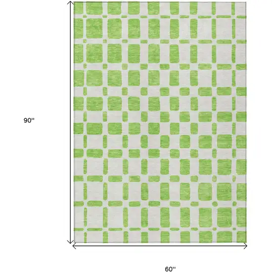 Lime Green And Ivory Geometric Washable Indoor Outdoor Area Rug Photo 3