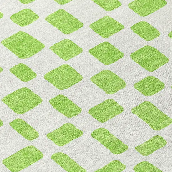 Lime Green And Ivory Geometric Washable Indoor Outdoor Area Rug Photo 8