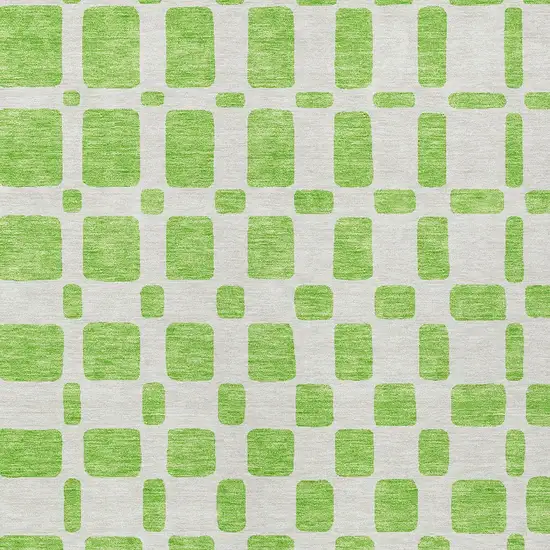 Lime Green And Ivory Geometric Washable Indoor Outdoor Area Rug Photo 6