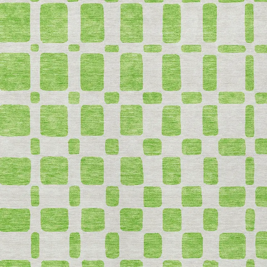Lime Green And Ivory Geometric Washable Indoor Outdoor Area Rug Photo 6
