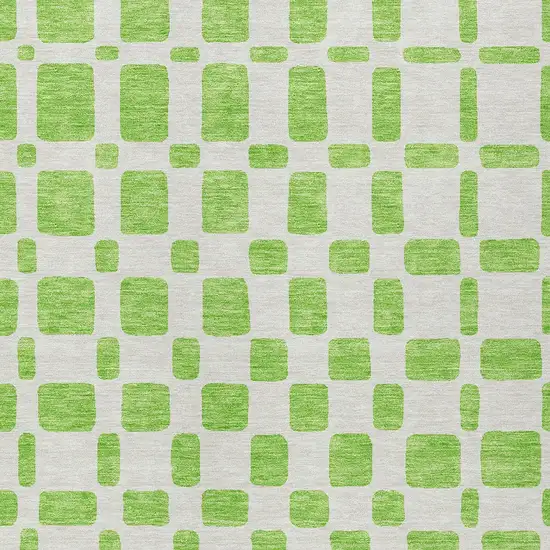 Lime Green And Ivory Geometric Washable Indoor Outdoor Area Rug Photo 6